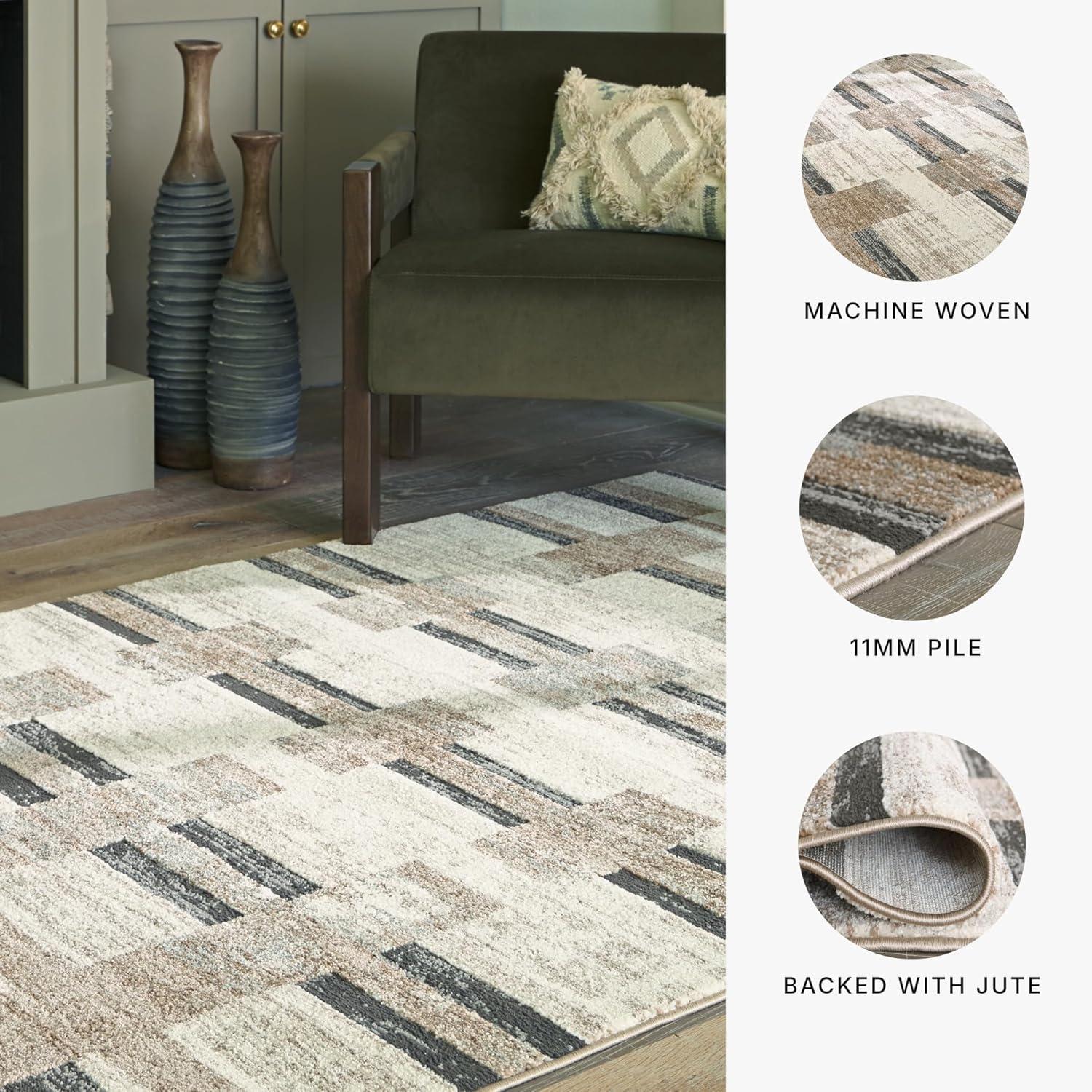 imageSignature Design by Ashley Alstone Large Casual Rug Machine Woven Striped Design Jute Backing Fabric Blend 945 W x 119 D x 025 H Multicolor53 x 7 Rectangular