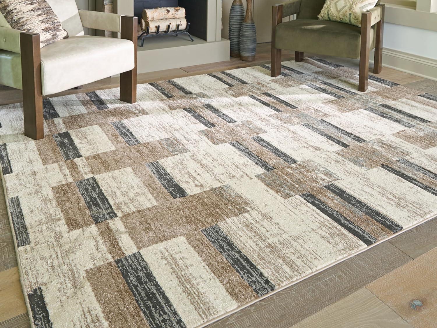 imageSignature Design by Ashley Alstone Large Casual Rug Machine Woven Striped Design Jute Backing Fabric Blend 945 W x 119 D x 025 H Multicolor711 x 911 Rectangular