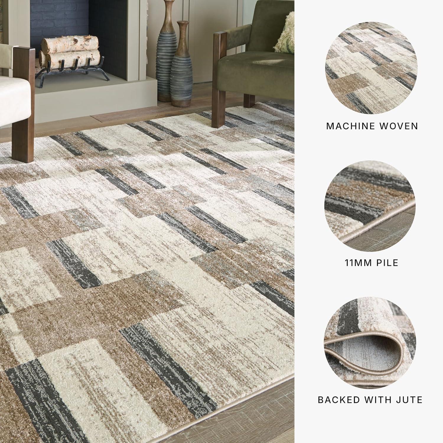 imageSignature Design by Ashley Alstone Large Casual Rug Machine Woven Striped Design Jute Backing Fabric Blend 945 W x 119 D x 025 H Multicolor711 x 911 Rectangular