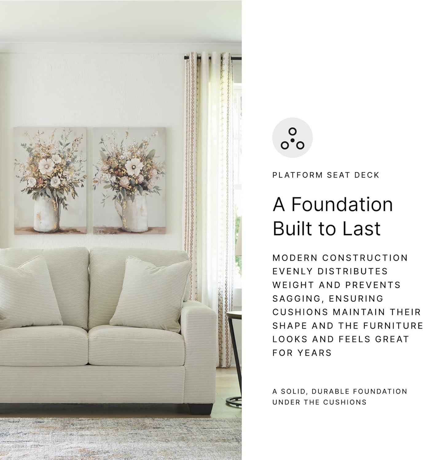 imageSignature Design by Ashley Ammon Casual Anti Sag Loveseat with Loose Seat Cushion and 2 Accent Pillows WhiteWhite