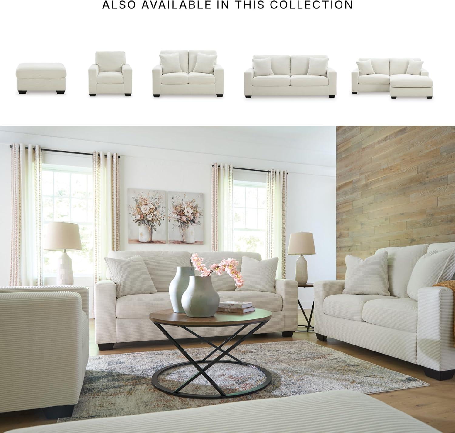 imageSignature Design by Ashley Ammon Casual Anti Sag Loveseat with Loose Seat Cushion and 2 Accent Pillows WhiteWhite