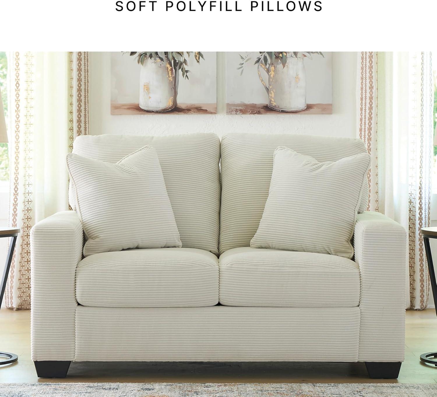 imageSignature Design by Ashley Ammon Casual Anti Sag Loveseat with Loose Seat Cushion and 2 Accent Pillows WhiteWhite