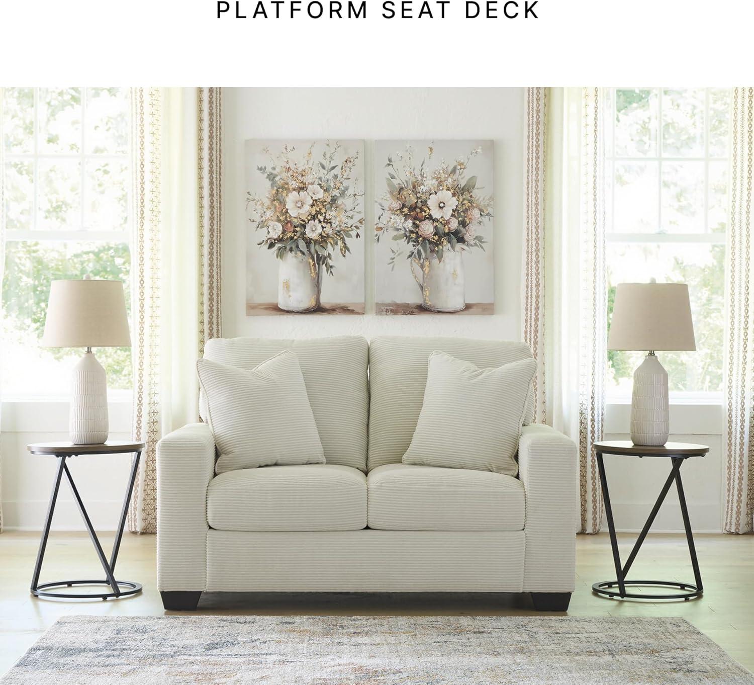 imageSignature Design by Ashley Ammon Casual Anti Sag Loveseat with Loose Seat Cushion and 2 Accent Pillows WhiteWhite