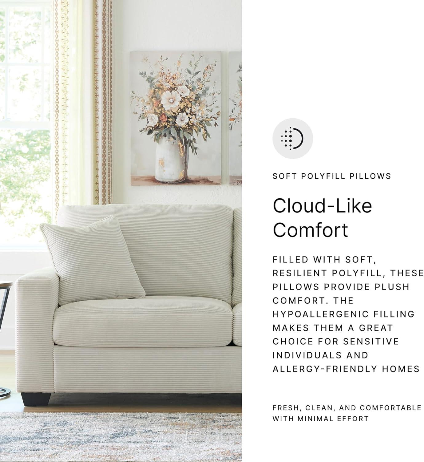 imageSignature Design by Ashley Ammon Casual Anti Sag Sofa with Loose Seat Cushion and 2 Accent Pillows WhiteWhite