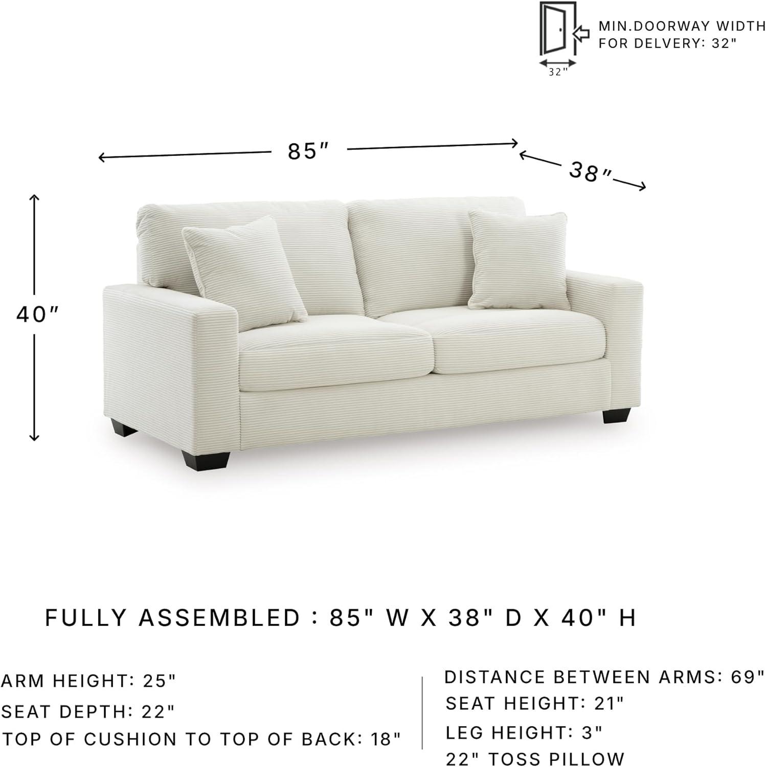 imageSignature Design by Ashley Ammon Casual Anti Sag Sofa with Loose Seat Cushion and 2 Accent Pillows WhiteWhite