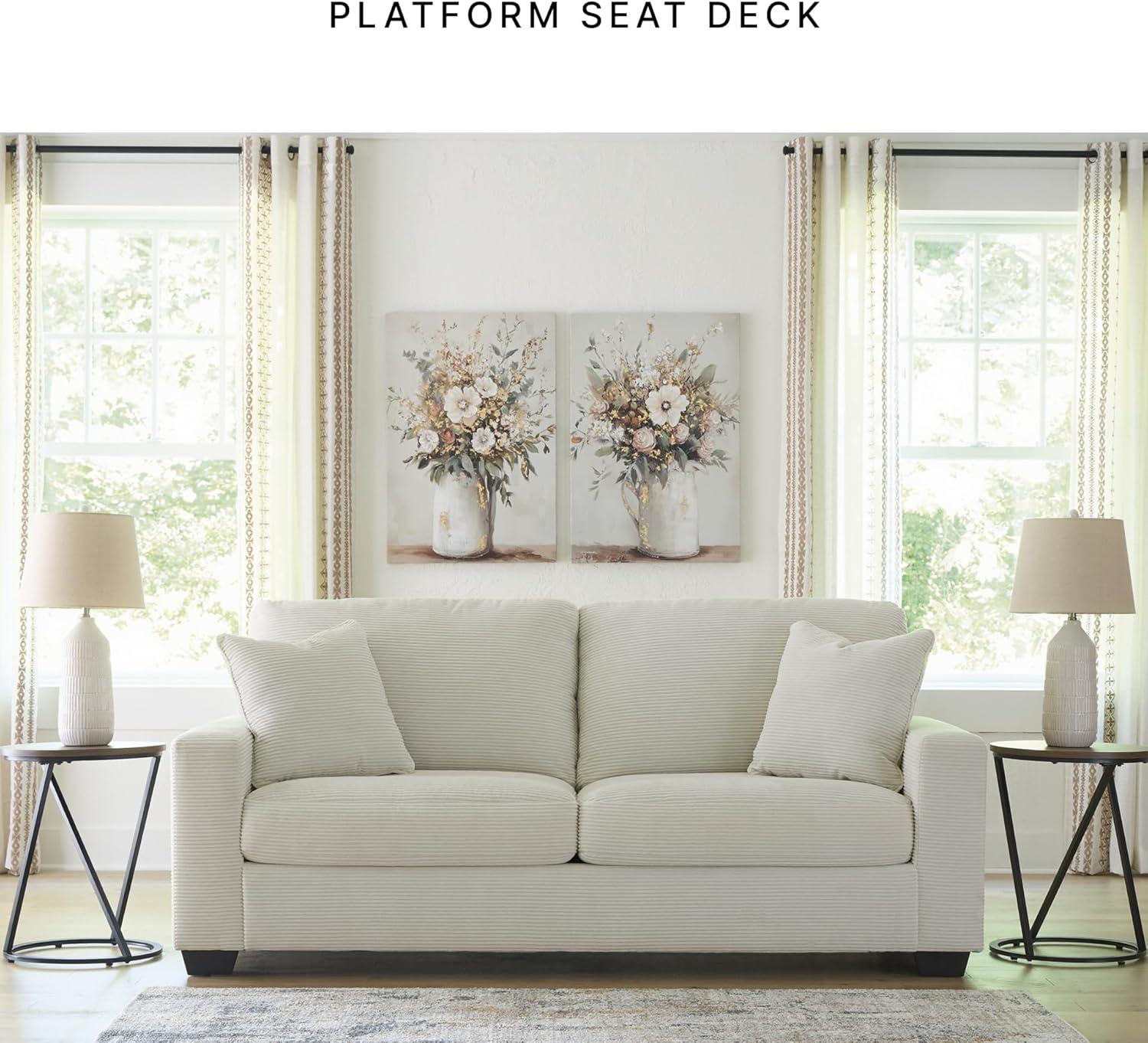 imageSignature Design by Ashley Ammon Casual Anti Sag Sofa with Loose Seat Cushion and 2 Accent Pillows WhiteWhite