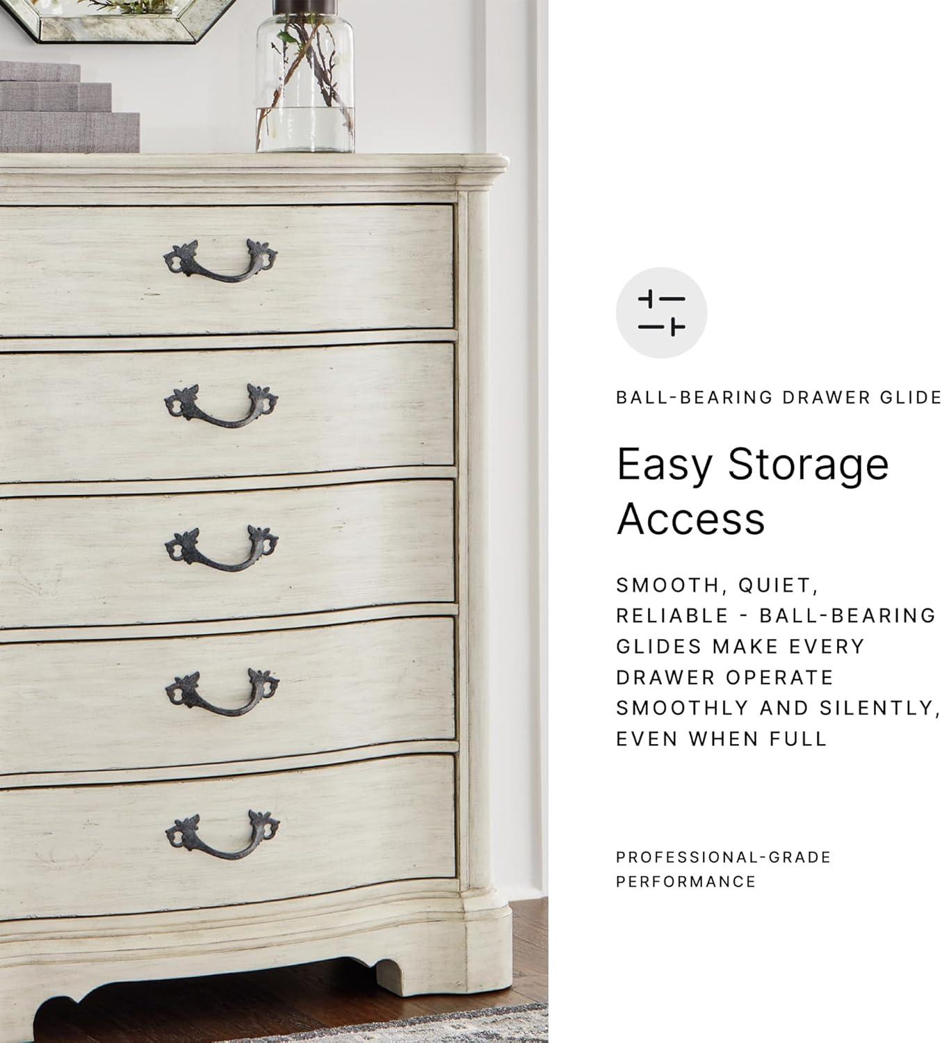 imageSignature Design by Ashley Arlendyne French Country Tufted California King Upholstered Bed Foundation or Box Spring Needed White5 Drawer Chest