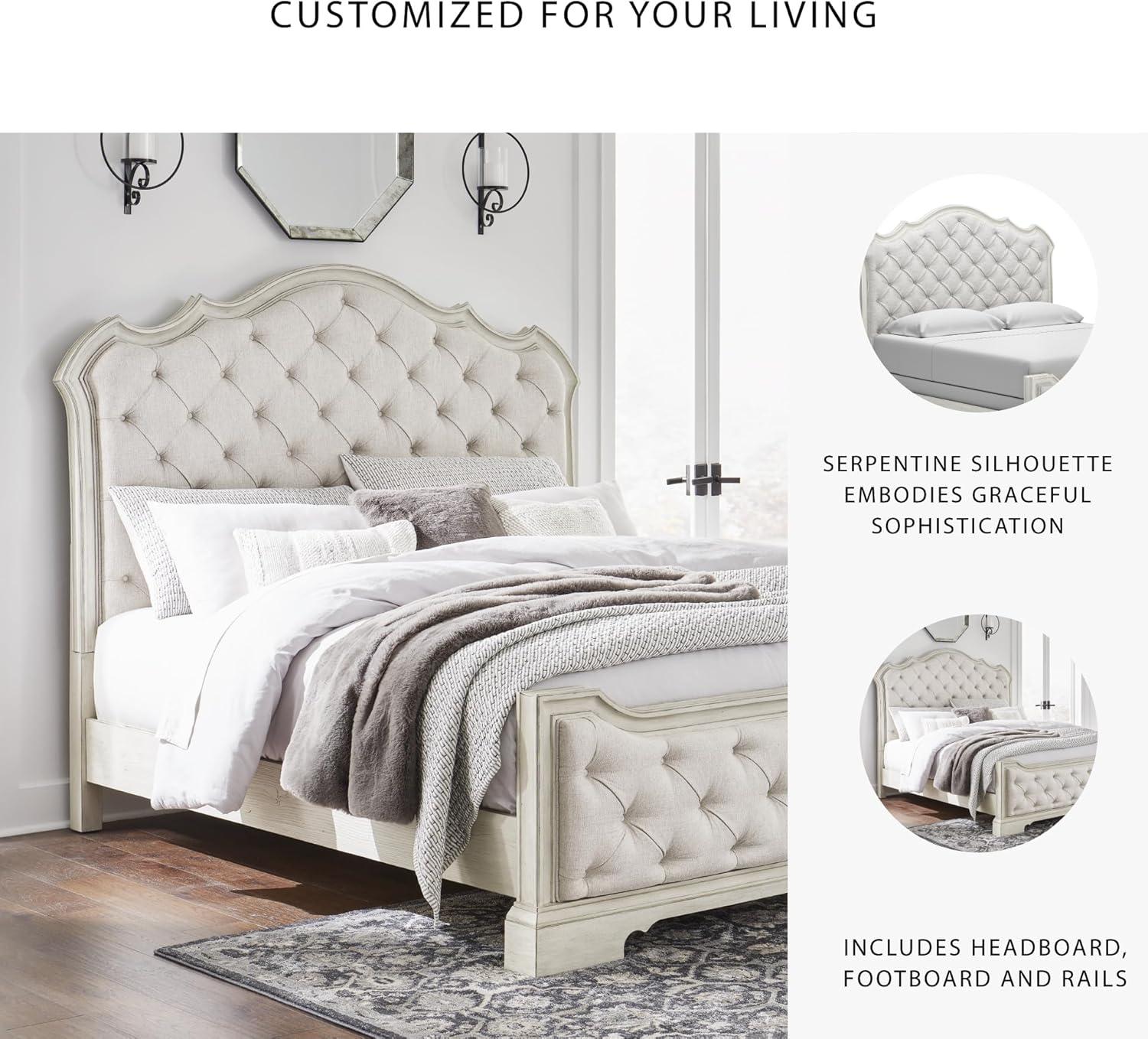 imageSignature Design by Ashley Arlendyne French Country Tufted California King Upholstered Bed Foundation or Box Spring Needed WhiteCalifornia King Upholstered Bed