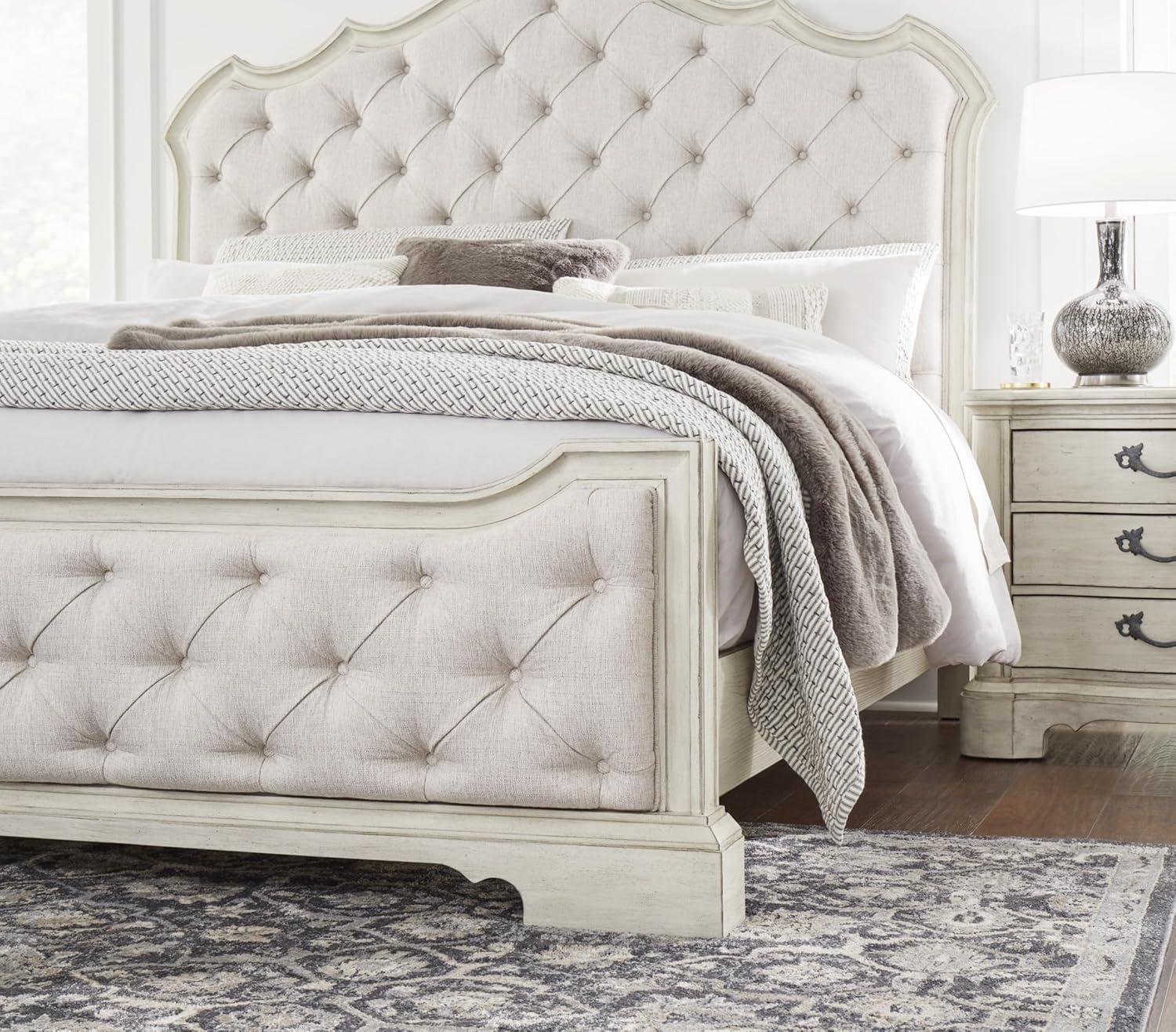 imageSignature Design by Ashley Arlendyne French Country Tufted California King Upholstered Bed Foundation or Box Spring Needed WhiteCalifornia King Upholstered Bed