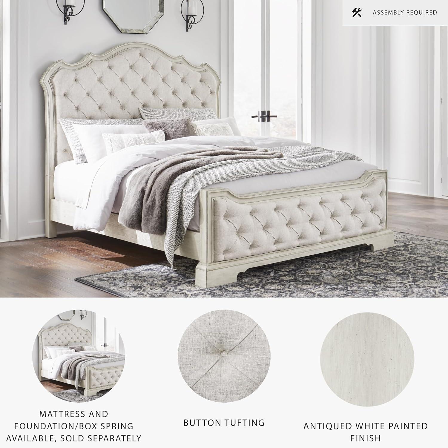 imageSignature Design by Ashley Arlendyne French Country Tufted California King Upholstered Bed Foundation or Box Spring Needed WhiteKing Upholstered Bed