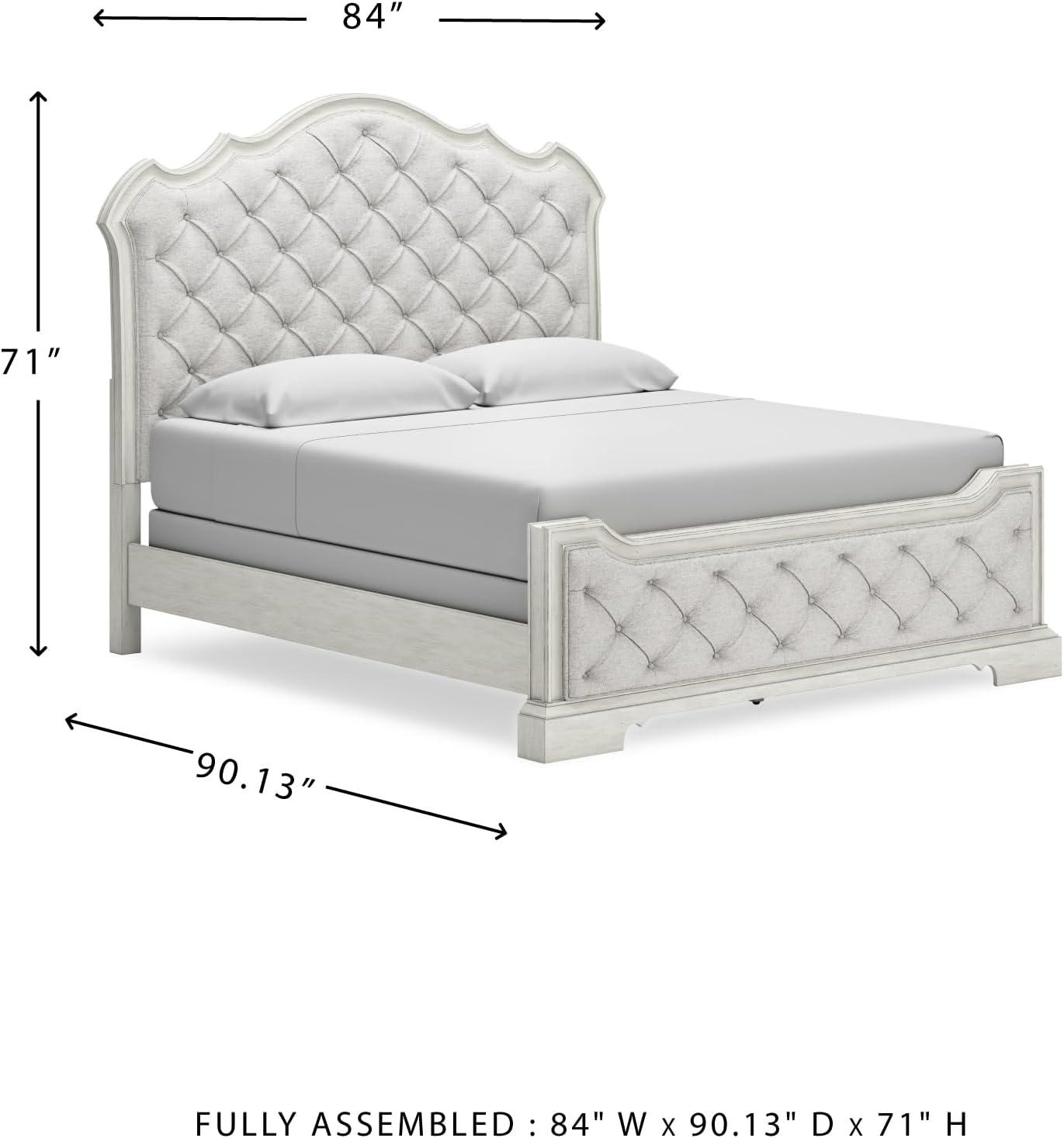 imageSignature Design by Ashley Arlendyne French Country Tufted California King Upholstered Bed Foundation or Box Spring Needed WhiteKing Upholstered Bed