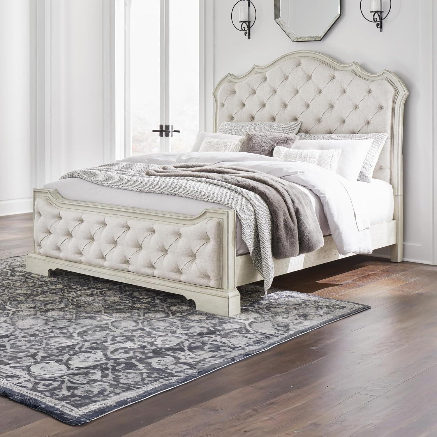 imageSignature Design by Ashley Arlendyne French Country Tufted California King Upholstered Bed Foundation or Box Spring Needed WhiteKing Upholstered Bed