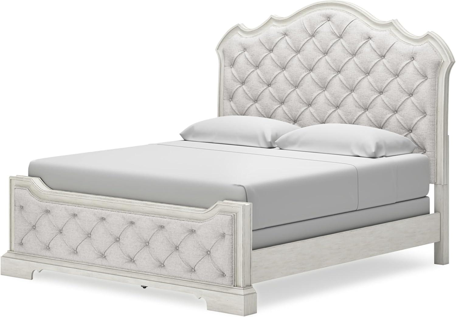 imageSignature Design by Ashley Arlendyne French Country Tufted California King Upholstered Bed Foundation or Box Spring Needed WhiteKing Upholstered Bed