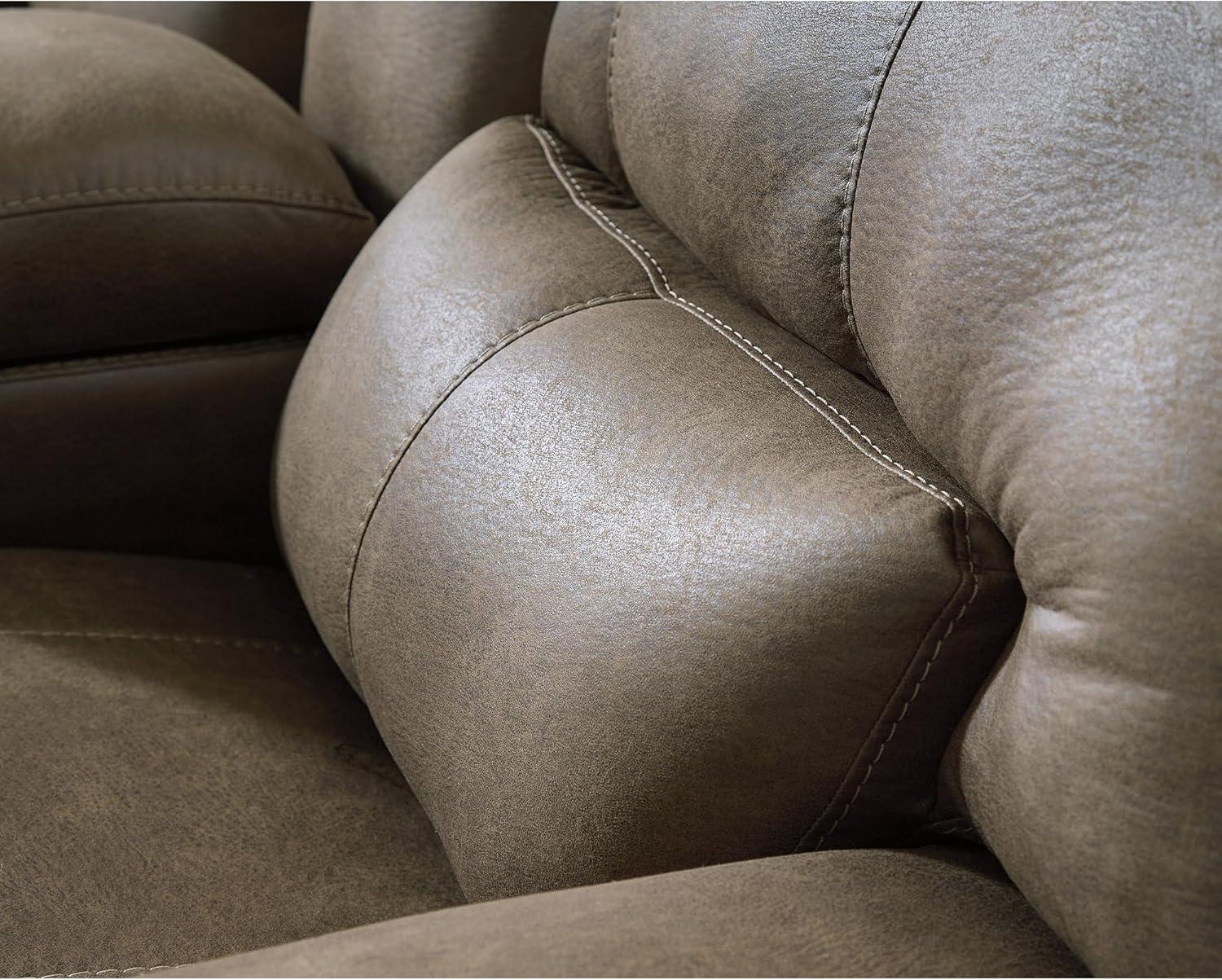 imageSignature Design by Ashley Bealeaf Contemporary Power Reclining Loveseat with Console Adjustable Headrest USB Charging Ports and Storage Dark Brown