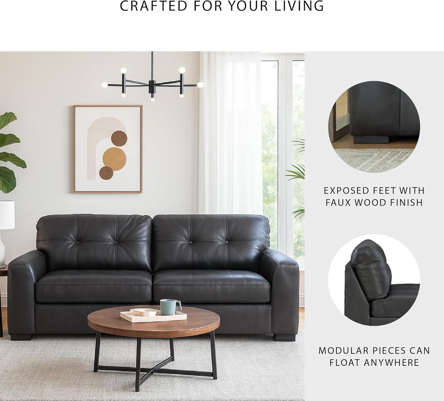 imageSignature Design by Ashley Brindley Pier Urban Modular Leather Match Tufted Anti Sag 4Piece Sectional with Loose Seat Cushions Gray2Piece Sectional Loveseat