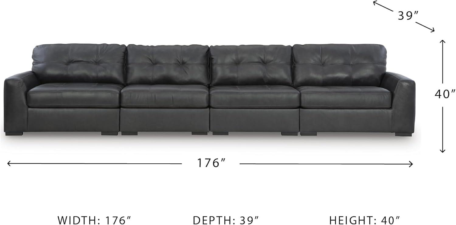 imageSignature Design by Ashley Brindley Pier Urban Modular Leather Match Tufted Anti Sag 4Piece Sectional with Loose Seat Cushions Gray4Piece Sectional
