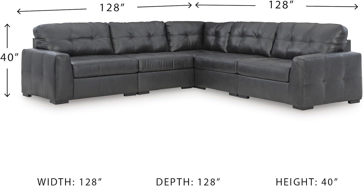 imageSignature Design by Ashley Brindley Pier Urban Modular Leather Match Tufted Anti Sag 4Piece Sectional with Loose Seat Cushions Gray5Piece Sectional