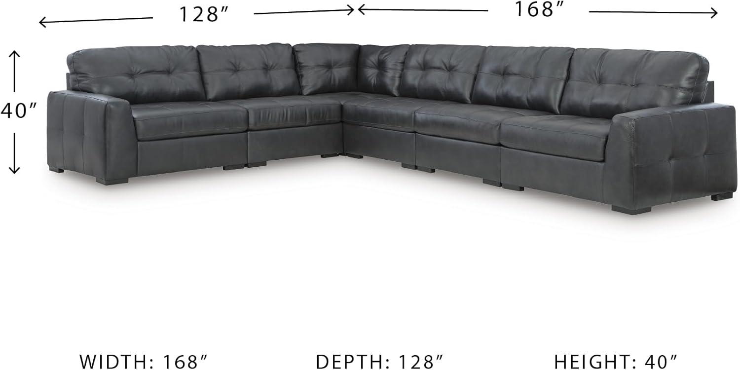 imageSignature Design by Ashley Brindley Pier Urban Modular Leather Match Tufted Anti Sag 4Piece Sectional with Loose Seat Cushions Gray6Piece Sectional