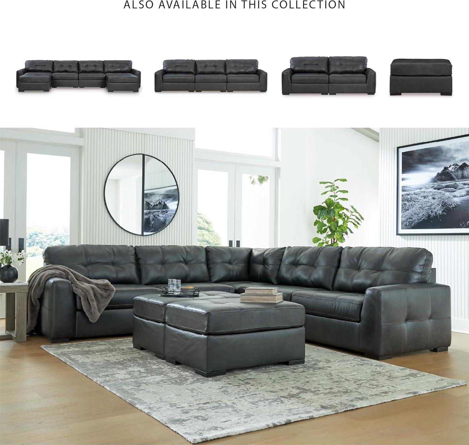 imageSignature Design by Ashley Brindley Pier Urban Modular Leather Match Tufted Anti Sag 4Piece Sectional with Loose Seat Cushions Gray6Piece Sectional