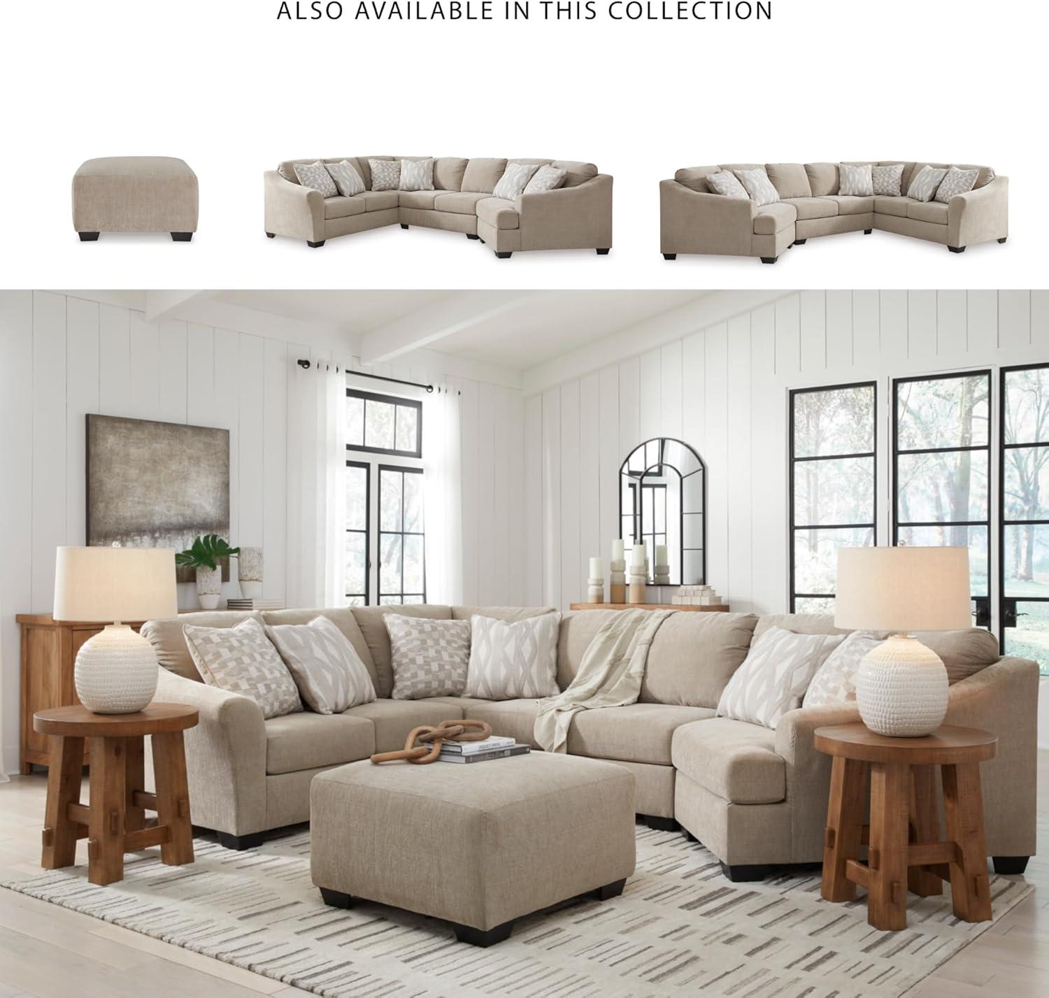imageSignature Design by Ashley Brogan Bay Casual Anti Sag UShaped RightArm Facing 3Piece Sectional with Cuddler and Loose Seat Cushions and 6 Accent Pillows Beige35D x 35W x 20H