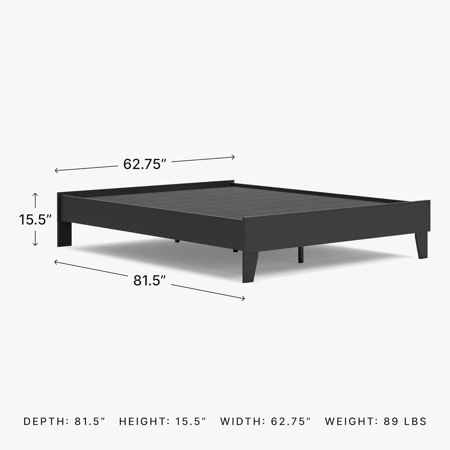 imageSignature Design by Ashley Calverson Modern Platform Bed Foundation or Box Spring Not Needed King Dark BrownBlack