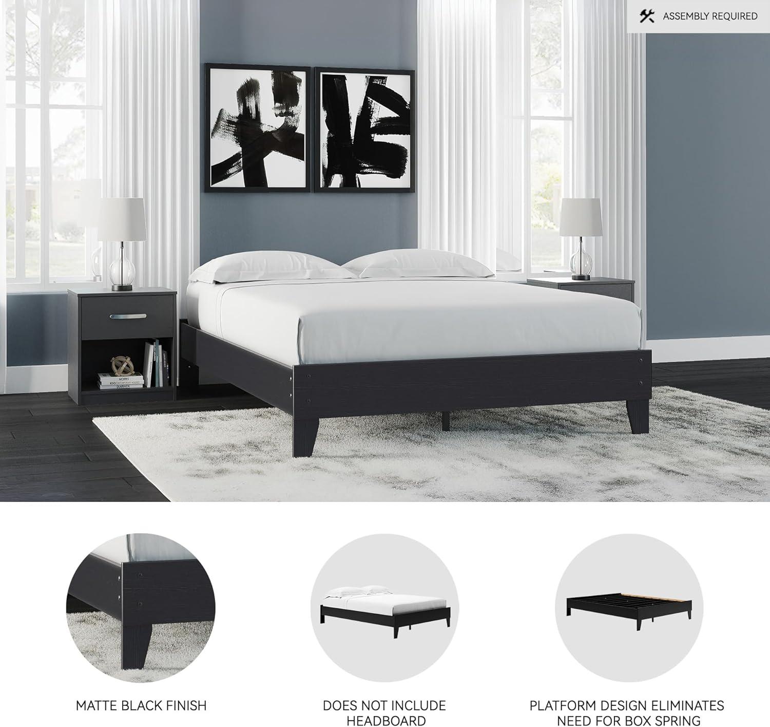imageSignature Design by Ashley Calverson Modern Platform Bed Foundation or Box Spring Not Needed King Dark BrownDark Brown