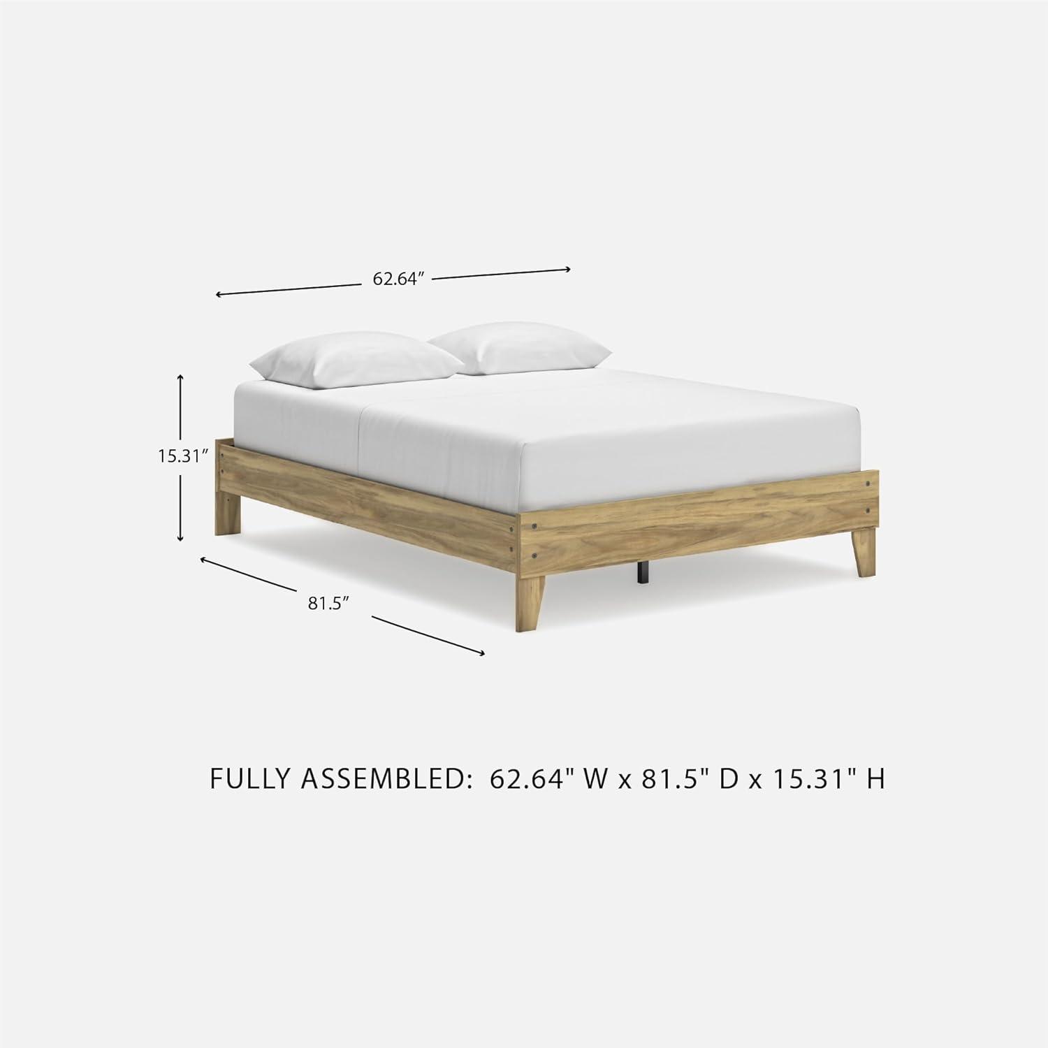 imageSignature Design by Ashley Calverson Modern Platform Bed Foundation or Box Spring Not Needed King Dark BrownLight Brown
