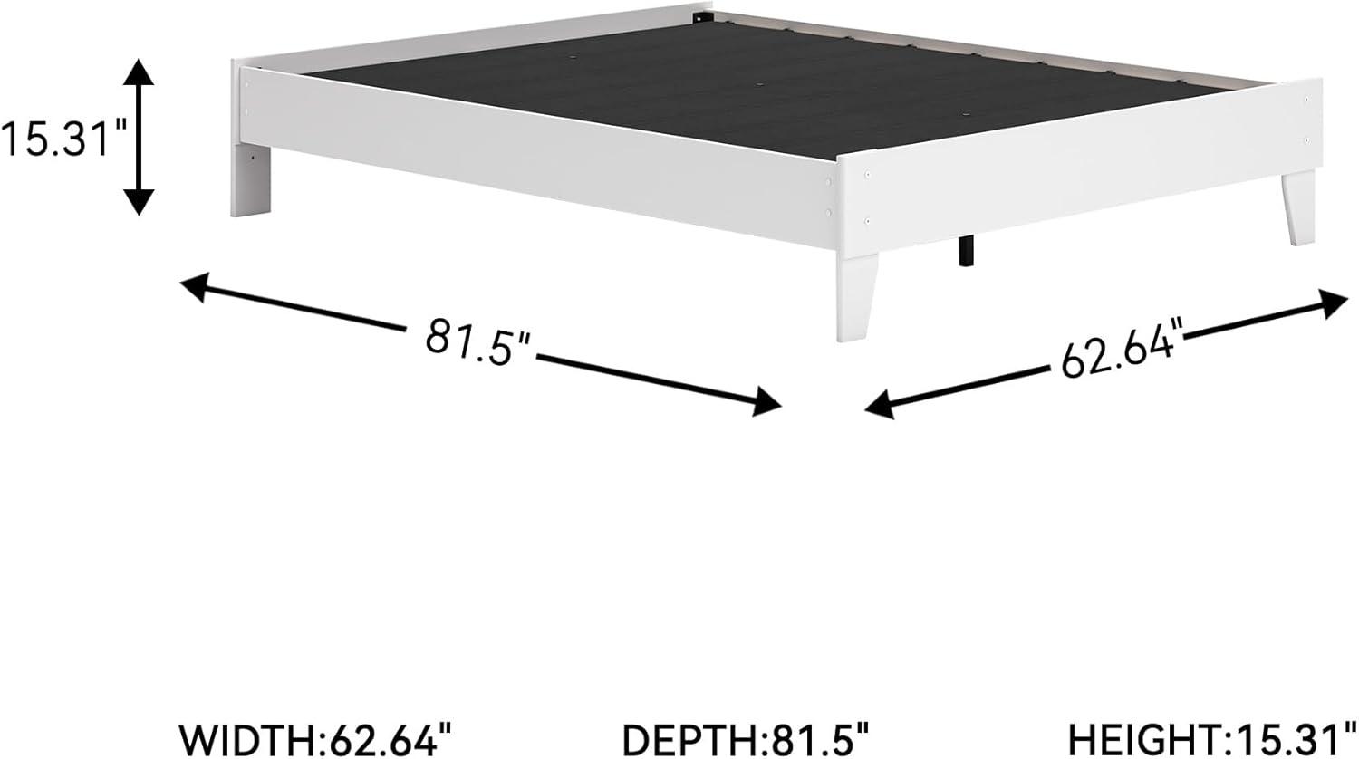 imageSignature Design by Ashley Calverson Modern Platform Bed Foundation or Box Spring Not Needed King Dark BrownPure White