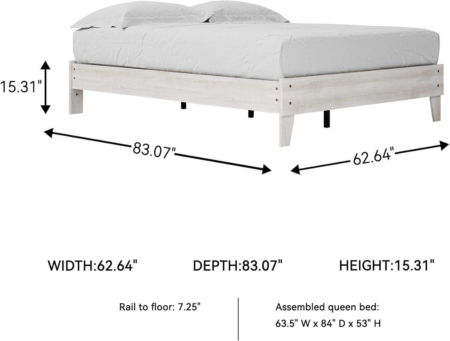 imageSignature Design by Ashley Calverson Modern Platform Bed Foundation or Box Spring Not Needed King Dark BrownWhitewash