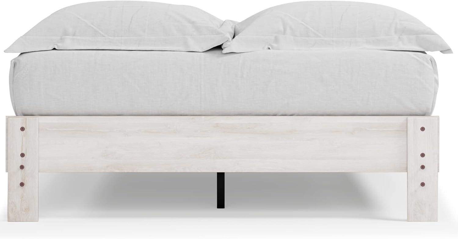 imageSignature Design by Ashley Calverson Modern Platform Bed Foundation or Box Spring Not Needed King Dark BrownWhitewash