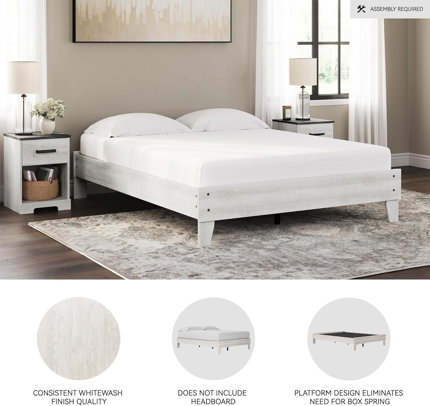 imageSignature Design by Ashley Calverson Modern Platform Bed Foundation or Box Spring Not Needed King Dark BrownWhitewash