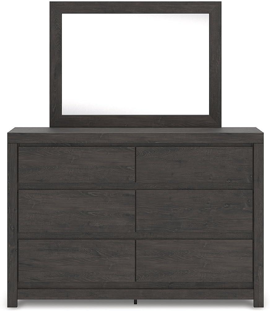 imageSignature Design by Ashley Cambeck Vintage SmoothGliding 6Drawer Dresser and Mirror with Safety Stop WhitewashCharcoal