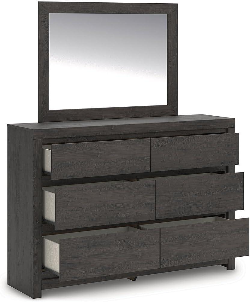 imageSignature Design by Ashley Cambeck Vintage SmoothGliding 6Drawer Dresser and Mirror with Safety Stop WhitewashCharcoal