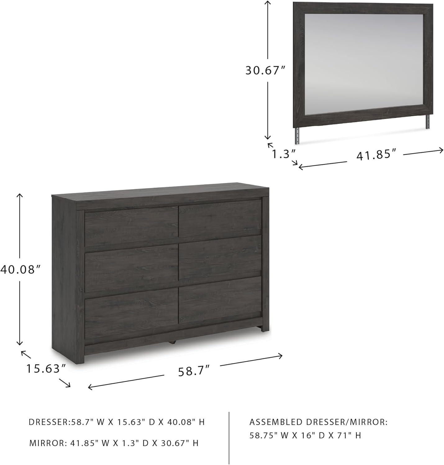 imageSignature Design by Ashley Cambeck Vintage SmoothGliding 6Drawer Dresser and Mirror with Safety Stop WhitewashCharcoal