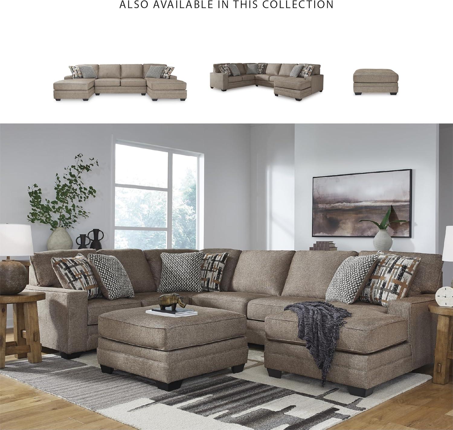 imageSignature Design by Ashley Cannonbrook Transitional UShaped RightArm Facing 3Piece Sectional with Chaise Loose Seat Cushions and 6 Accent Pillows Dark BrownRight Hand Facing