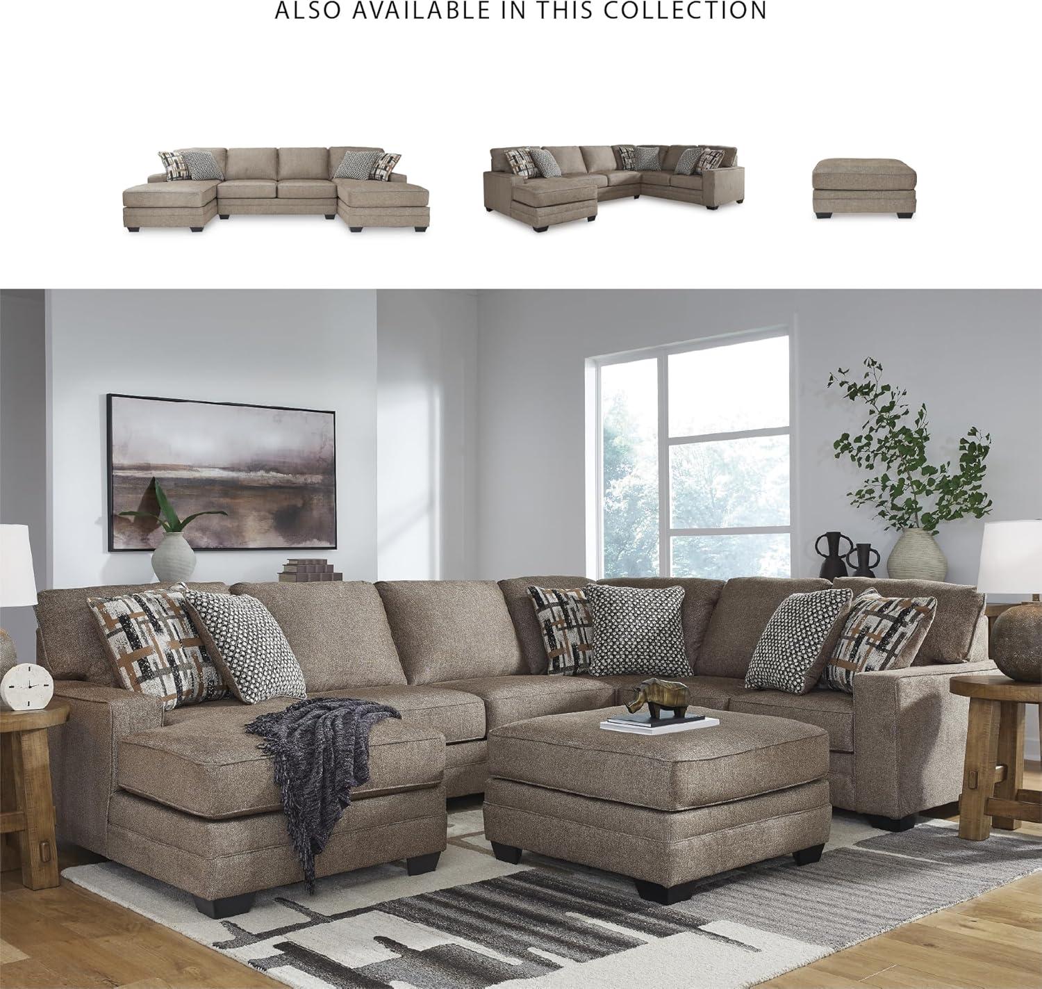 imageSignature Design by Ashley Cannonbrook Transitional UShaped RightArm Facing 3Piece Sectional with Chaise Loose Seat Cushions and 6 Accent Pillows Dark BrownLeft Hand Facing