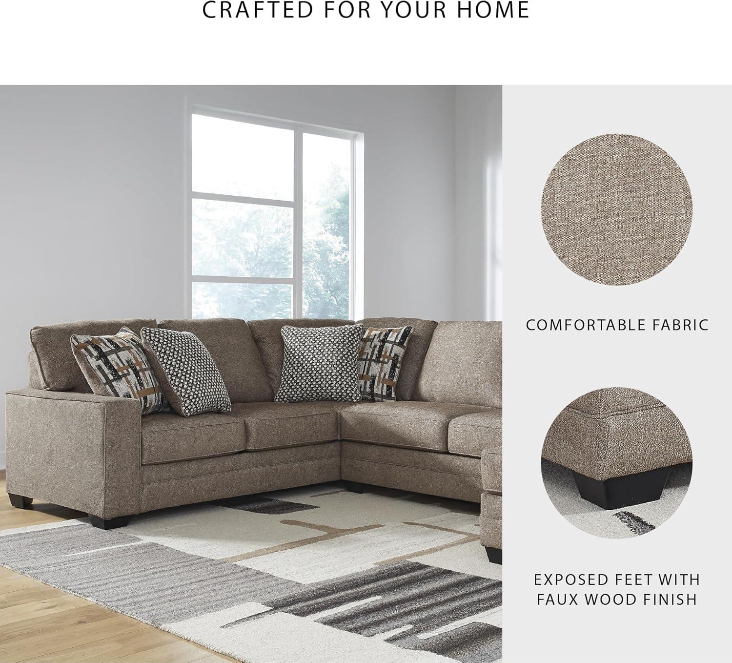imageSignature Design by Ashley Cannonbrook Transitional UShaped RightArm Facing 3Piece Sectional with Chaise Loose Seat Cushions and 6 Accent Pillows Dark BrownRight Hand Facing