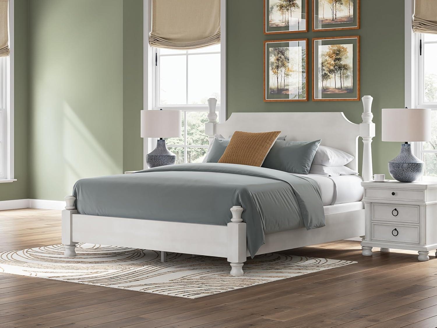 imageSignature Design by Ashley Chadworth Traditional Nightstand with 3 Drawers USBA and USBC Charging Wood 27 W x 1813 D x 2738 H Antiqued WhiteAntique White