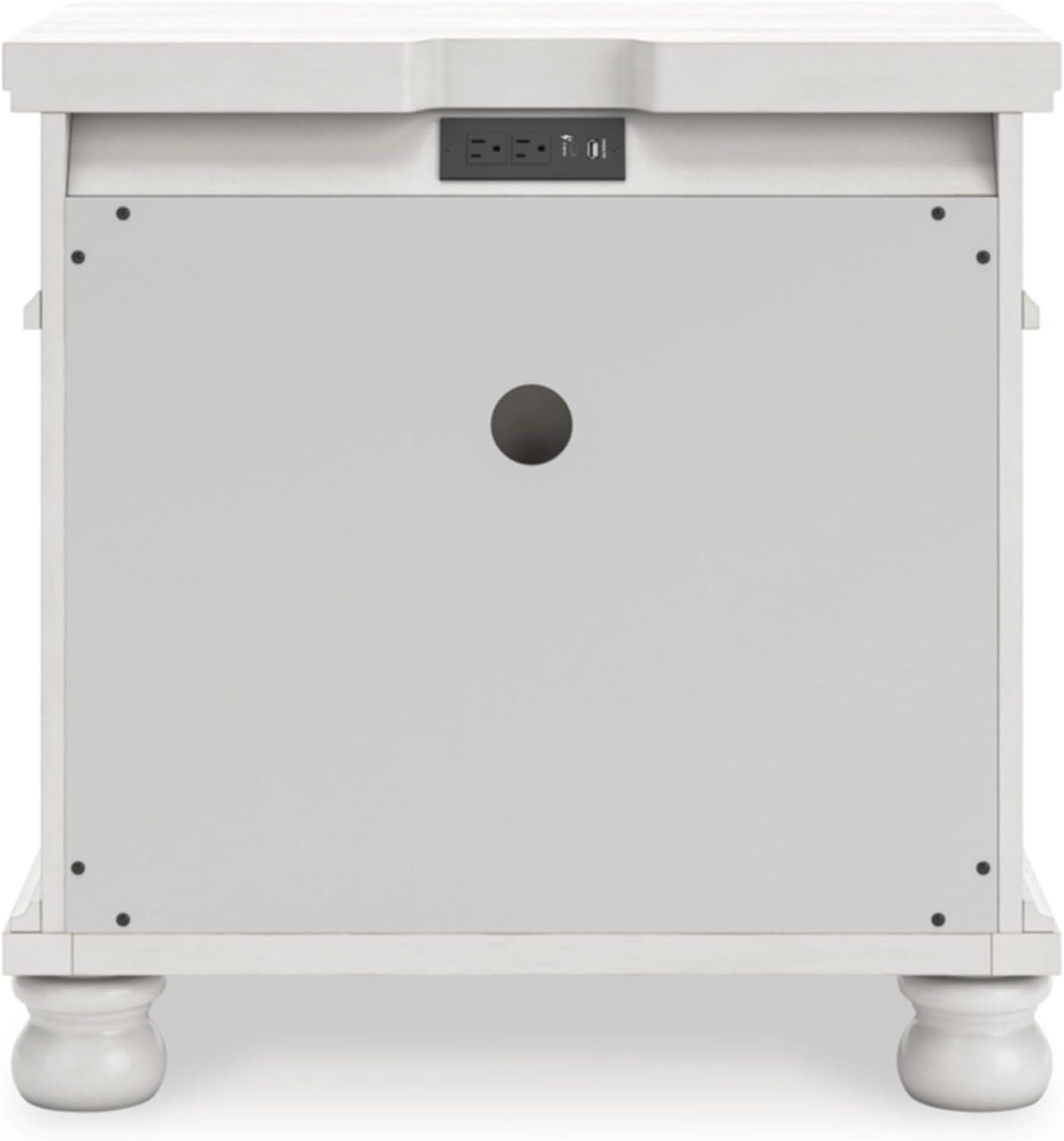 imageSignature Design by Ashley Chadworth Traditional Nightstand with 3 Drawers USBA and USBC Charging Wood 27 W x 1813 D x 2738 H Antiqued WhiteAntique White
