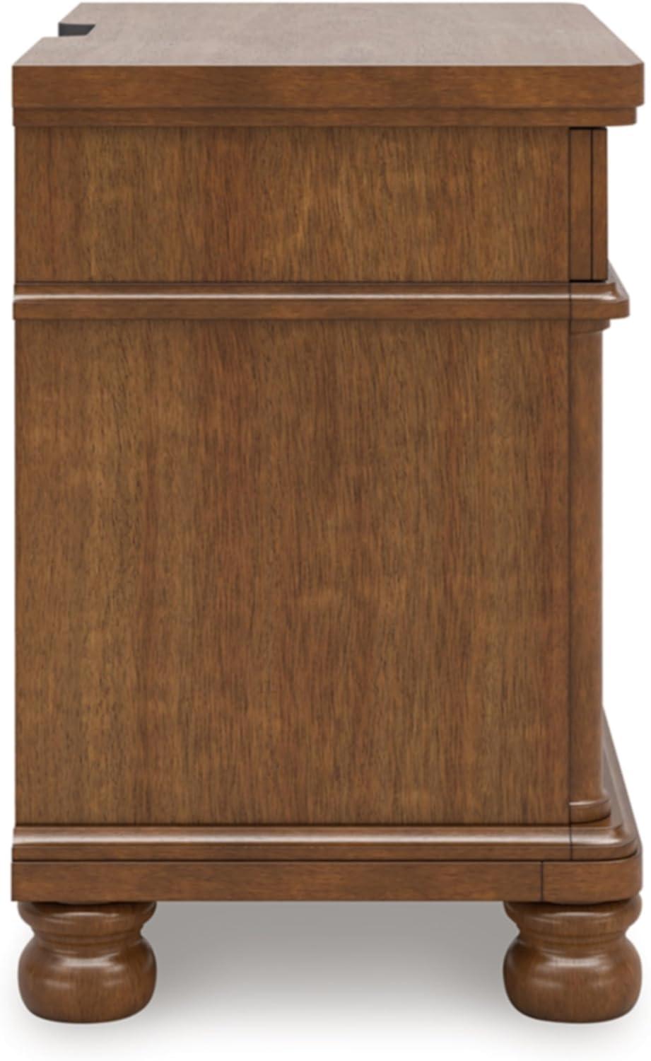 imageSignature Design by Ashley Chadworth Traditional Nightstand with 3 Drawers USBA and USBC Charging Wood 27 W x 1813 D x 2738 H Antiqued WhiteBrown