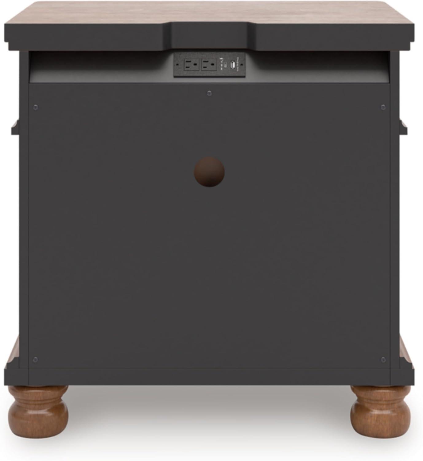 imageSignature Design by Ashley Chadworth Traditional Nightstand with 3 Drawers USBA and USBC Charging Wood 27 W x 1813 D x 2738 H Antiqued WhiteBrown