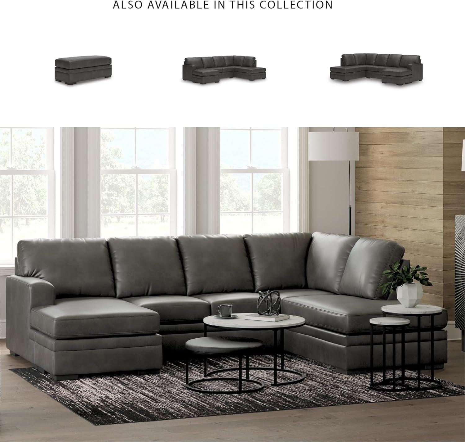 imageSignature Design by Ashley Dara Park UShape LeftArm Facing Contemporary Faux Leather 2Piece Sectional with Chaise and Removable Cushion and GrayLeft Hand 2Piece Sectional with Chaise