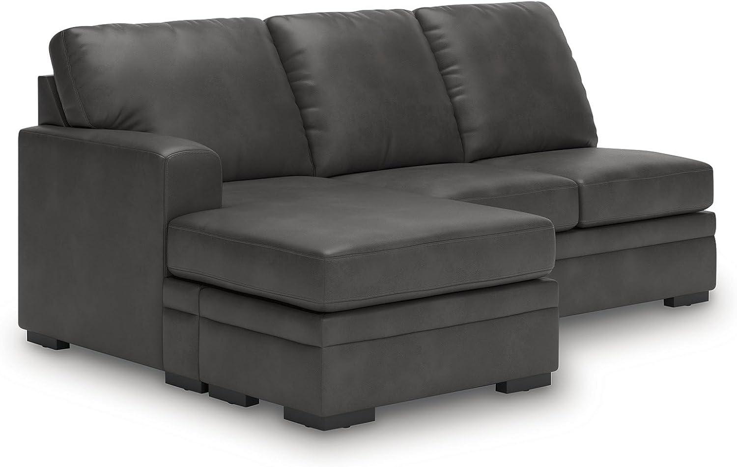 imageSignature Design by Ashley Dara Park UShape LeftArm Facing Contemporary Faux Leather 2Piece Sectional with Chaise and Removable Cushion and GrayLeft Hand 2Piece Sectional with Chaise