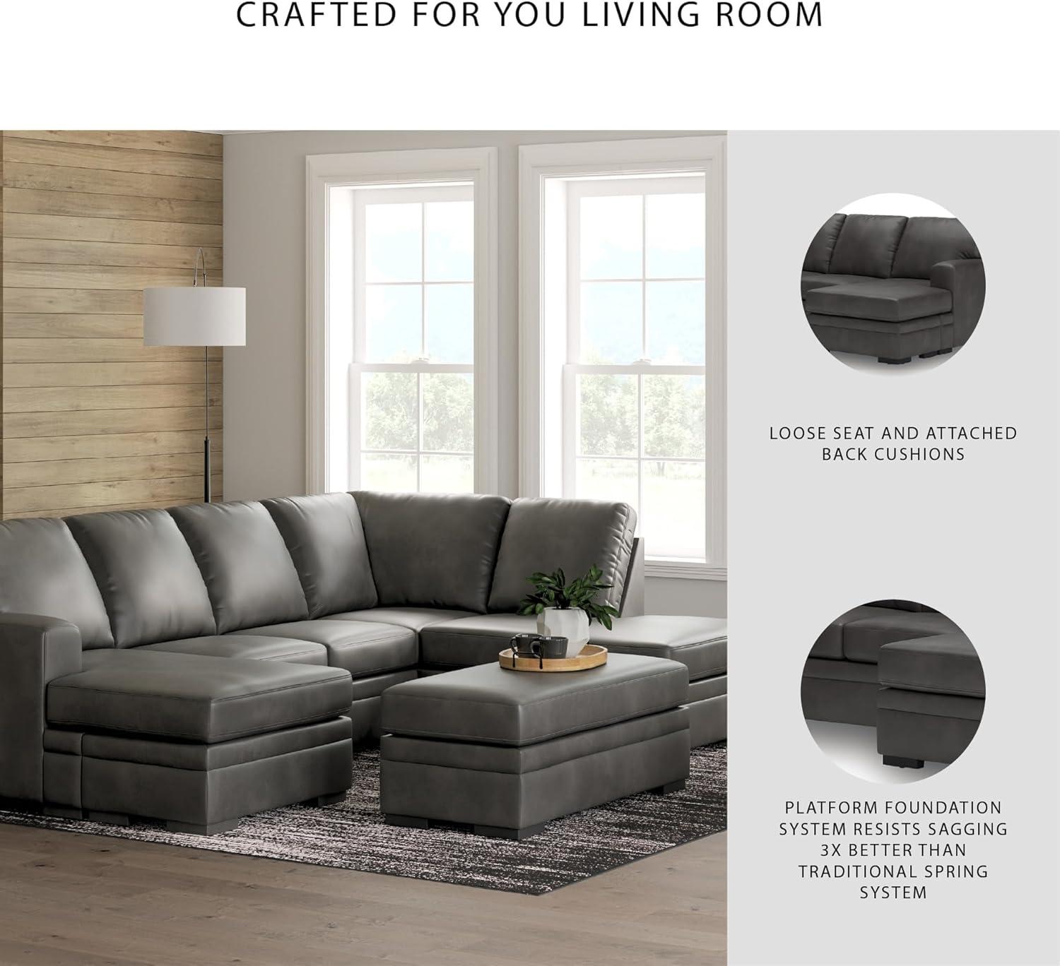imageSignature Design by Ashley Dara Park UShape LeftArm Facing Contemporary Faux Leather 2Piece Sectional with Chaise and Removable Cushion and GrayLeft Hand 2Piece Sectional with Chaise