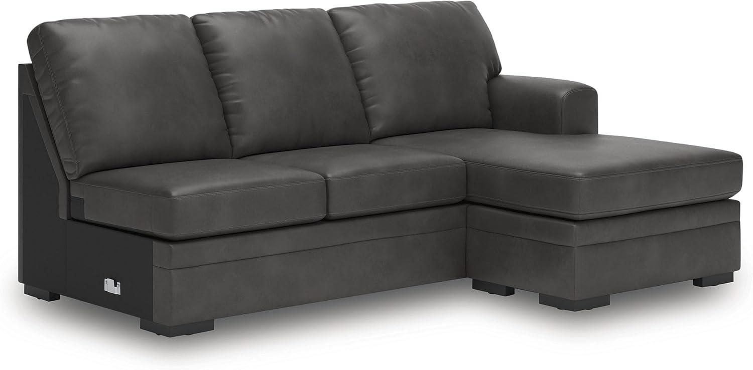 imageSignature Design by Ashley Dara Park UShape LeftArm Facing Contemporary Faux Leather 2Piece Sectional with Chaise and Removable Cushion and GrayRight Hand 2Piece Sectional with Chaise
