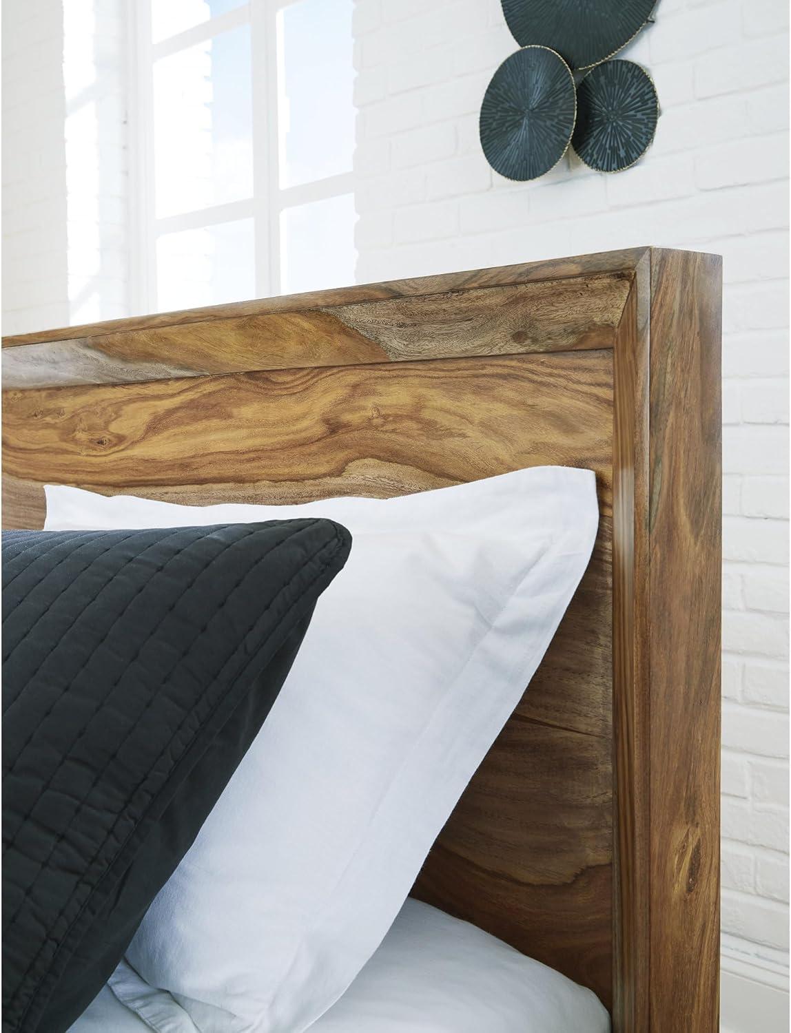 imageSignature Design by Ashley Dressonni Rustic Queen Panel Bed Foundation or Box Spring Needed Dark Brown amp Light BrownQueen Panel Bed