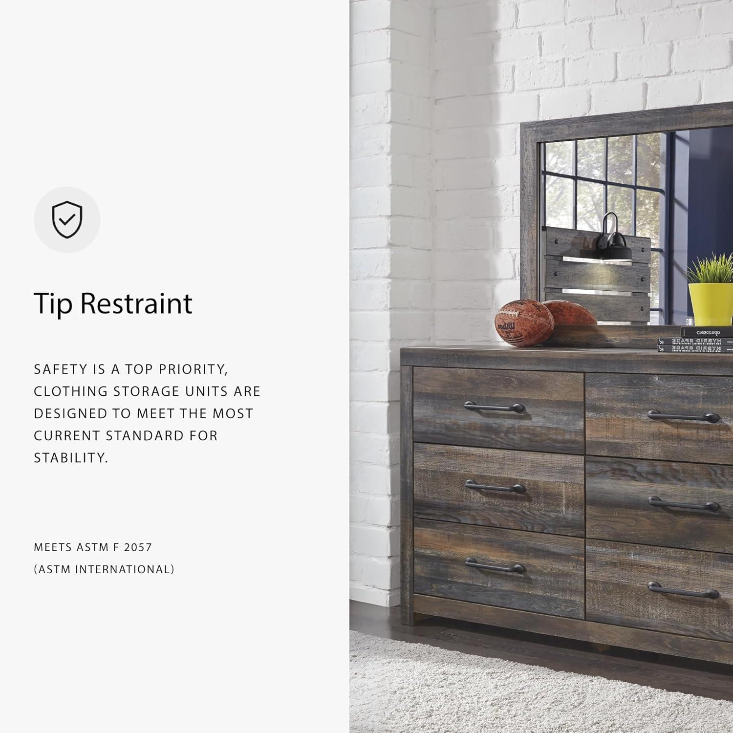 imageSignature Design by Ashley Drystan Rustic Queen Bookcase Bed with 4 Storage Drawers Open Cubbies and LED Light Foundation or Box Spring Not Needed Dark Brown amp Gray155D x 588W x 715H 6 Drawers