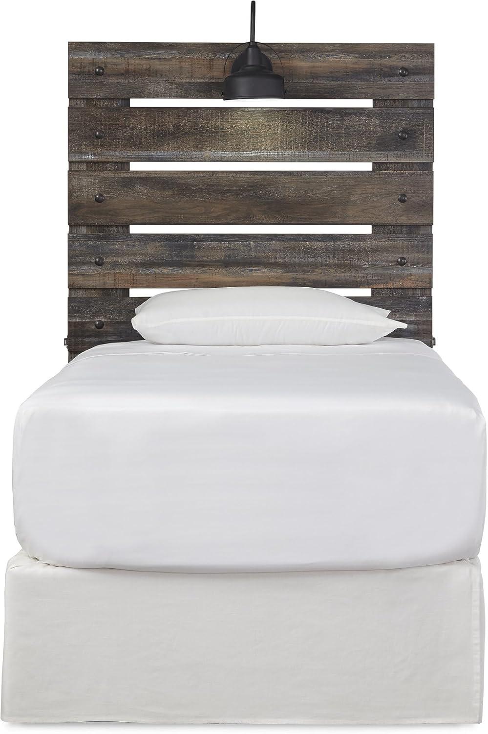imageSignature Design by Ashley Drystan Rustic Queen Bookcase Bed with 4 Storage Drawers Open Cubbies and LED Light Foundation or Box Spring Not Needed Dark Brown amp GrayTwin
