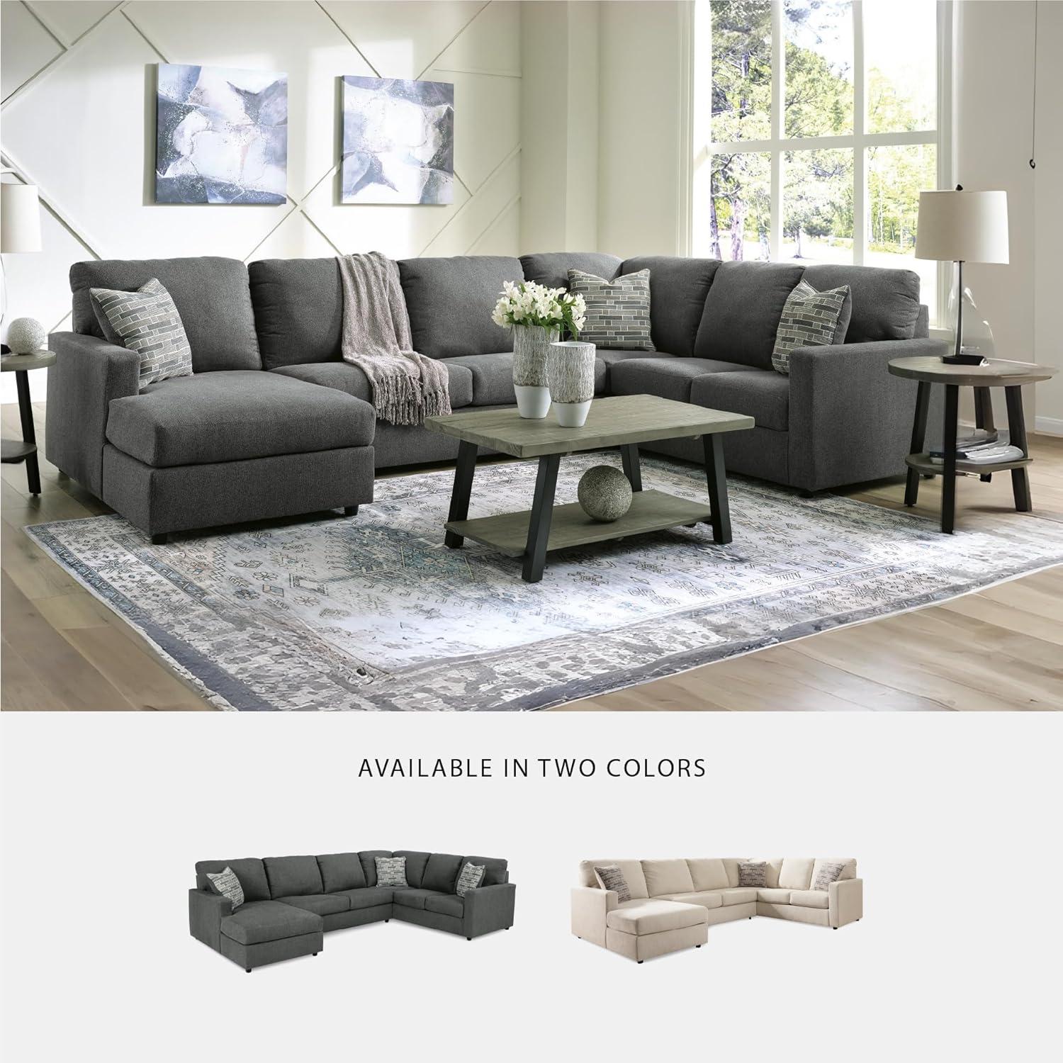 imageSignature Design by Ashley Edenfield Contemporary RightArm Facing 3Piece Sectional with Chaise Loose Seat Cushions and 3 Throw Pillows GrayCharcoal
