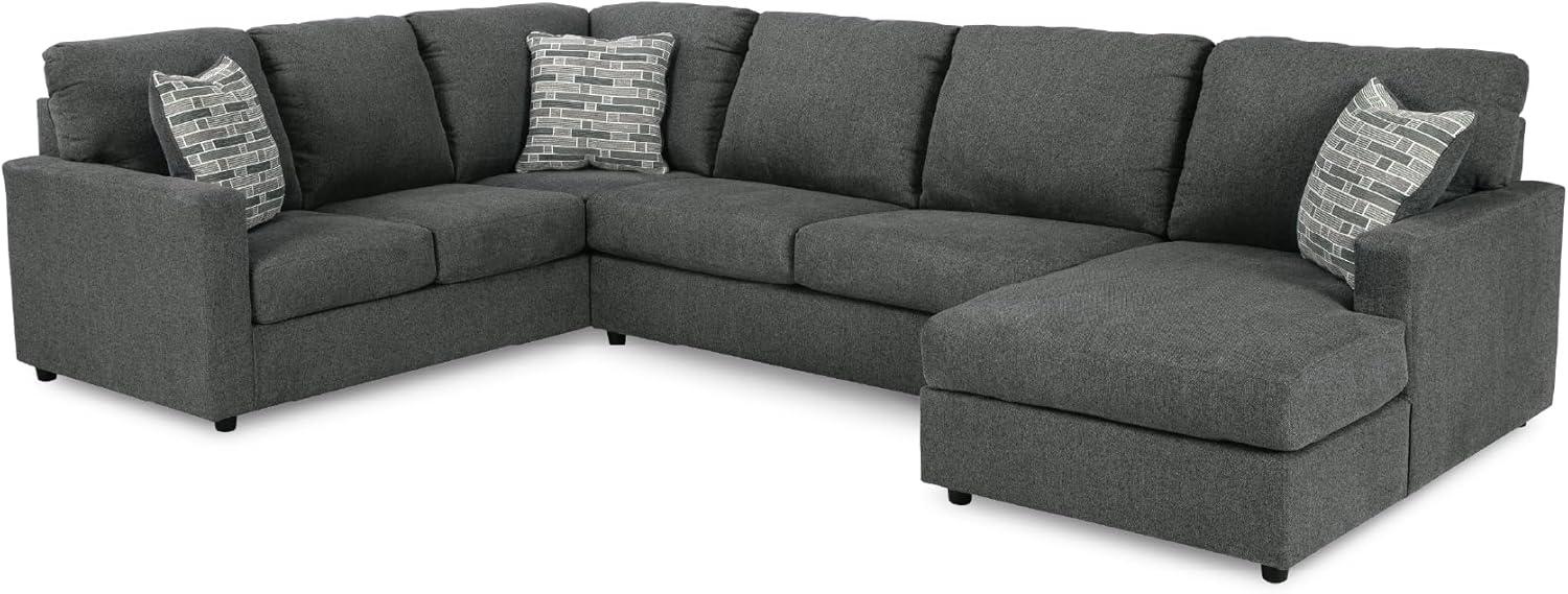 imageSignature Design by Ashley Edenfield Contemporary RightArm Facing 3Piece Sectional with Chaise Loose Seat Cushions and 3 Throw Pillows GrayCharcoal